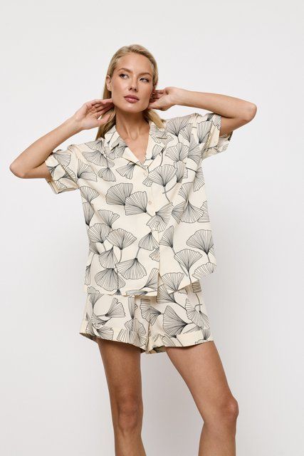 Піжама жіноча з шортами Aruelle Seashell pajama short  квітковий принт Seashell pajama short фото