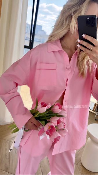 Піжама жіноча сорочка зі штанами Aruelle Penelope set long рожева Penelope set long фото
