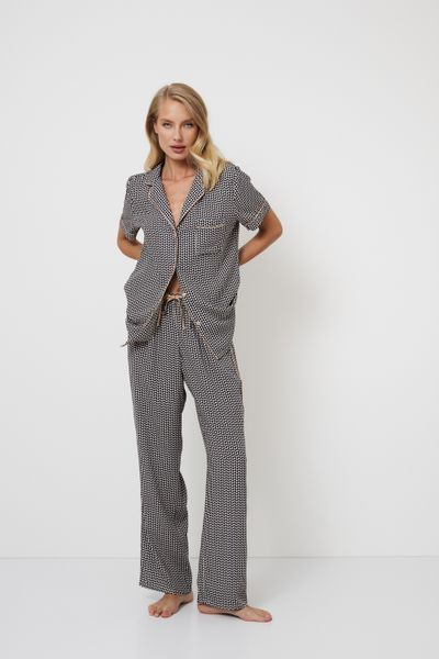 Пижама женская рубашка с брюками Aruelle Isolda pajama long  геометрический принт Isolda pajama long фото