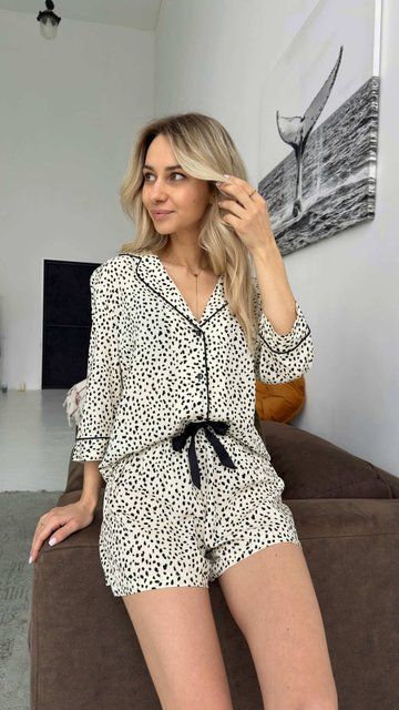 Жіноча піжама сорочка з шортами Bethany short Aruelle  молочний Bethany pajama short фото