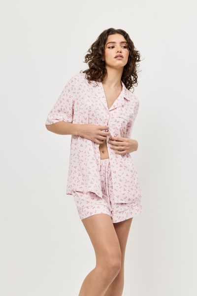 Піжама жіноча сорочка з шортами Aruelle Blossom pajama short квітковий принт Blossom pajama short фото