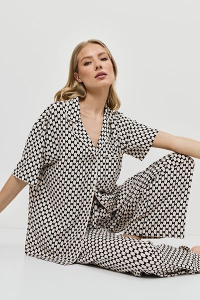 Піжама жіноча сорочка зі штанами Aruelle Vesper pajama long геометричний принт Vesper pajama long фото